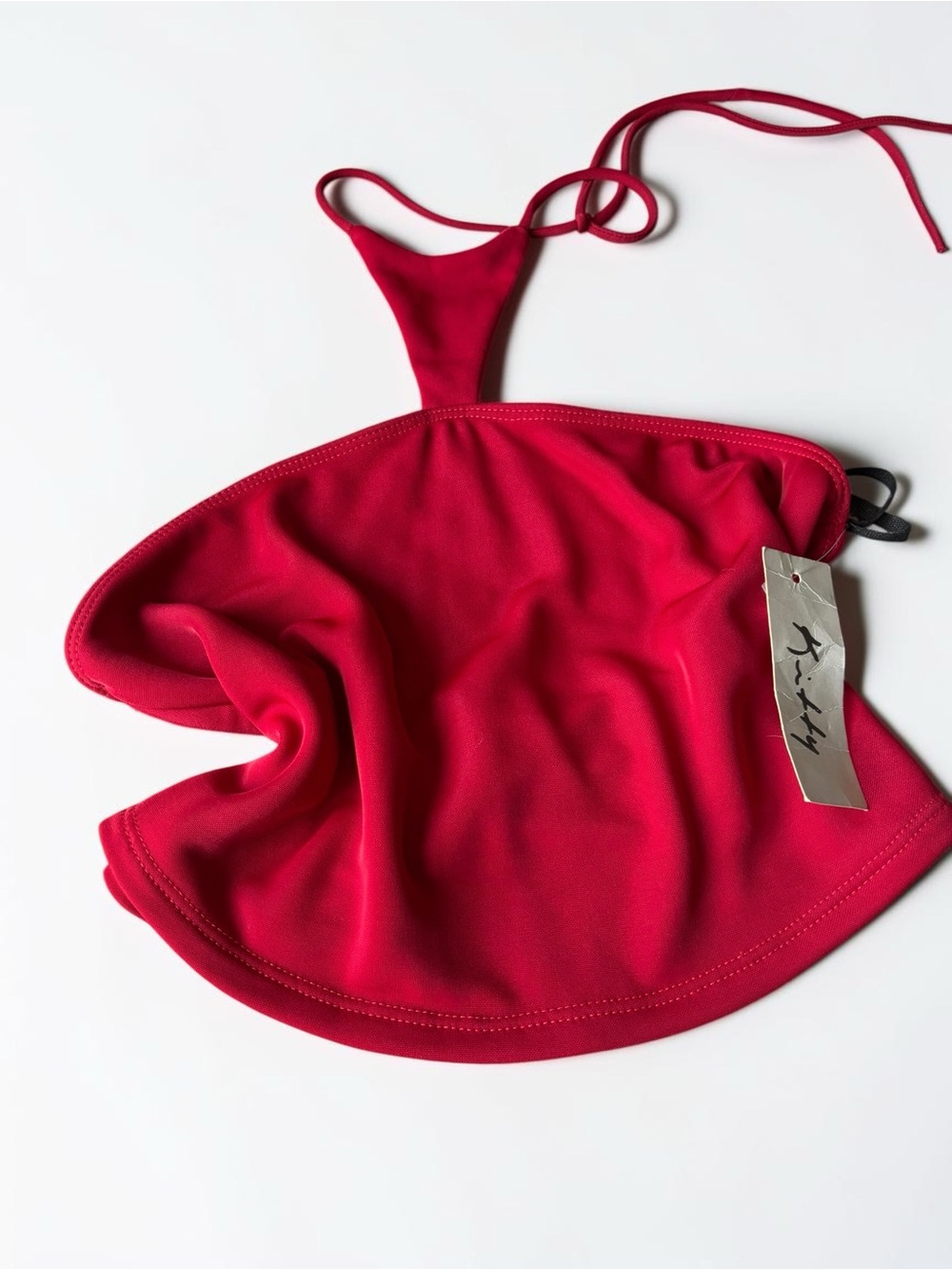 Kitty Y2K 2000s Cherry Halter Tube Crop Top Deadstock Made in USA Size S